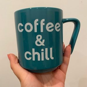 Cute teal blue ceramic coffee mug